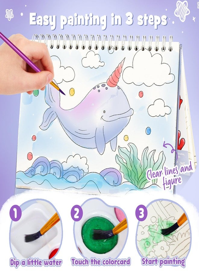 ROOCHKD Mess Free Paint with Water Watercolor Book, Portable Spiral-bound Painting Art Set New Year Gifts for Kids, Travel friendly - Image 5